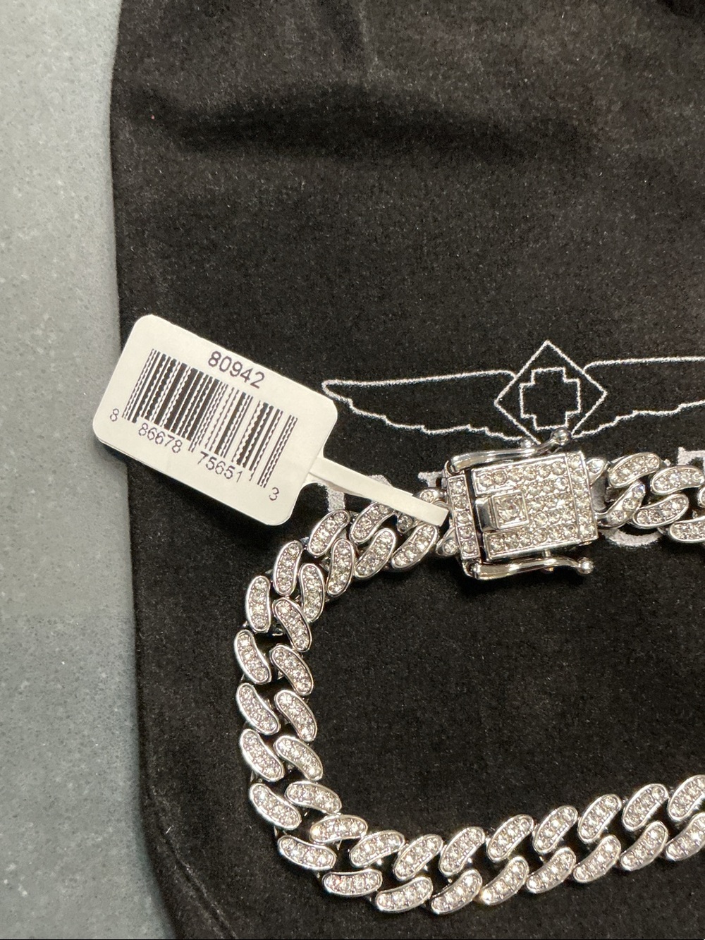 Invicta Silver Crystal Pavé Cuban Link Bracelet(80942) - Picture 6 of 13